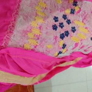 Pink Long Silk Fock With Heavy Work