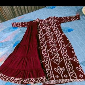 Skirt Kurti Set With Mask