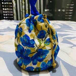 Blue Floral Potli Bag