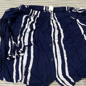 Blue & White Lining Top