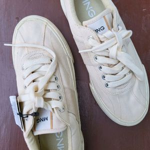 Mango Off White Solid Sneakers