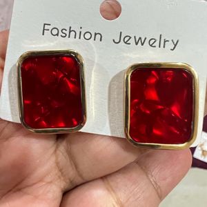 Red Marble Studs