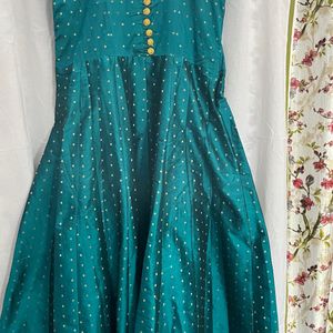 Tusshar silk teal blue colour dress (only top)