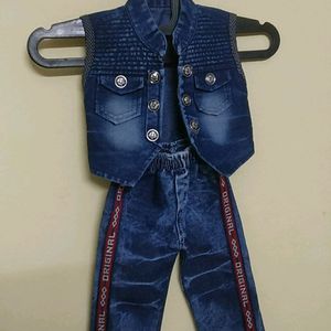 Denim Jacket Suit With Pant