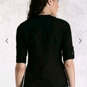 ROADSTER Black Rollup Sleeves Shirt