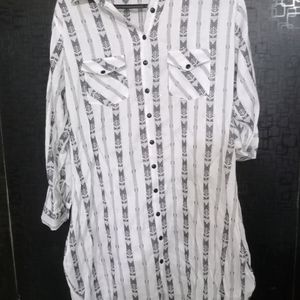 New White Long Shirt For Girls