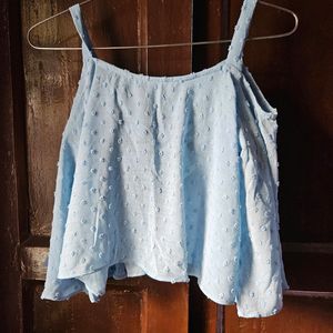 Cold Shoulder Light Blue Top - AND