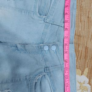 Light Blue rugged Half Jeans