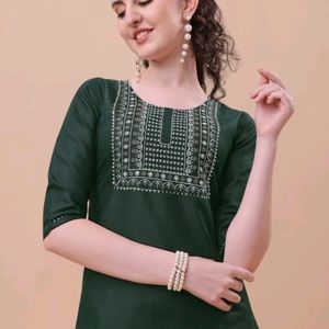 Cotton Blend Kurti Pant Set For Women