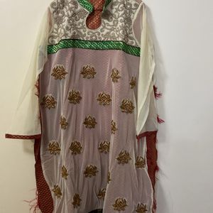 Semi Stitched Zardozi Work Kurta