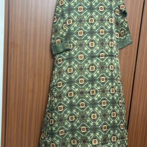 Women Olive A Line Kurti