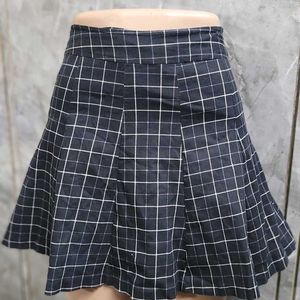 Black & White Yarn Dyed Check Tennis Skirt