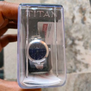 Titan Ocen Blue Dial & Silver Chain Womens Watch