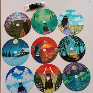 Aesthetic Handpainted CD Art/ Painting