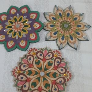 3 Wooden Rangoli Patch 4"