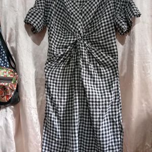 Black N White Check Dress