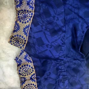 Blue Satin Crape Silk Blouse, Read Description