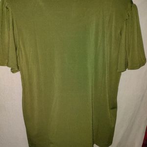 New Butterfly Sleeved Olive Green Top