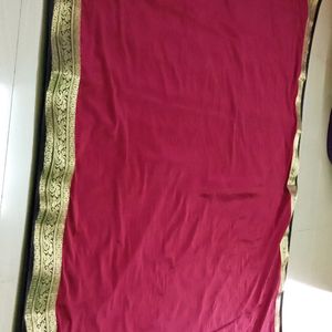 Crepe Meroon Small Border Saree