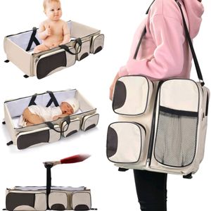 Portable Baby Bed for Travel/Baby Outdoor Bed with Diaper Storage Bag Organizer for Mother Baby Care Bag(Multicolour)