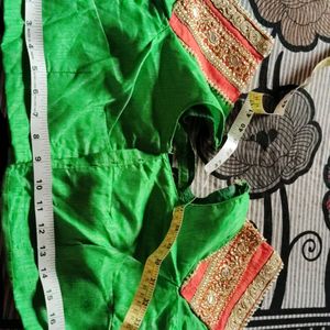 Green Colour Saree With XL Size Blouse