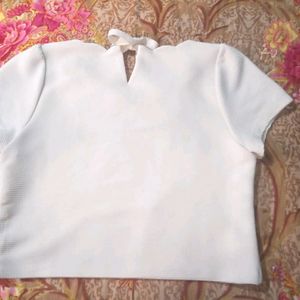 Cute Korean White Crop Top