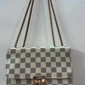 Checkered Beige And Black Sling Bag