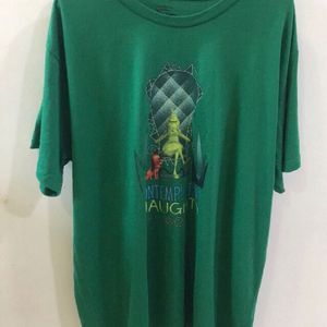 Grinch-Contemplating Naughty Print Green T-shirt