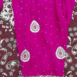 Hot Pink Colour Magenta Suit Salwar With Dupatta