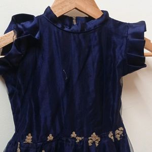 Rich Gold Work Navy Blue Frock 5year