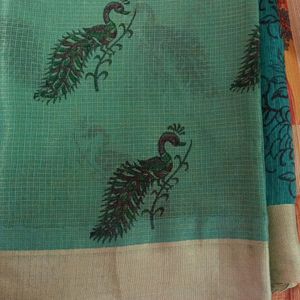 Double Color Green Cotton Saree