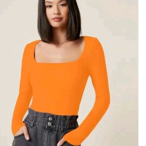 Women Square neck Orange Top.