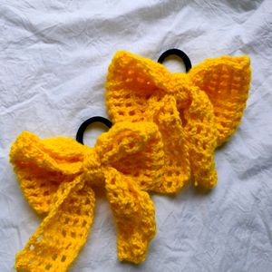 Hand Made Crochet Beautiful Bow Hair Ties