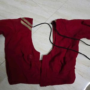 Neerus New Red Rayon Blouse 3/4 Sleeves