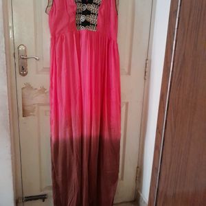 Designer Full Length Gown With Unstitched Pant