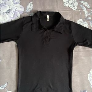 Black Polo Top Women