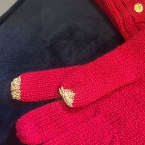 Calvin Klein Woolen Gloves - Berry Colour