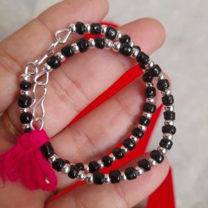 Beautiful New Black Beads Silver Bracelets