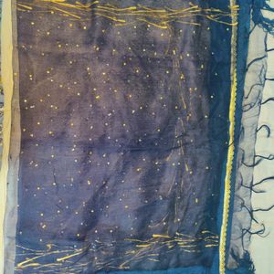 Shiny Navy Blue Light Transparent Dupatta