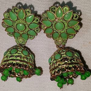 Parrot Green Jhumki Earings