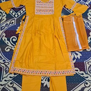 Nyra Cut Kurta Set IN Pretty Mustard Color