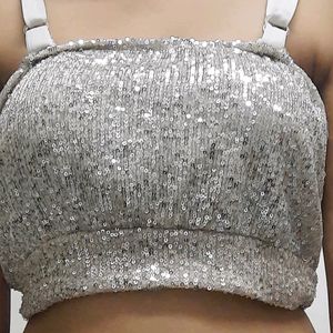 Silver Partywear Crop Top