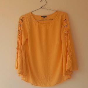 Korean Yellow Flared Top For Women