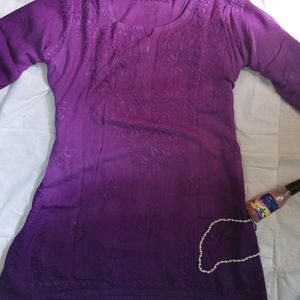 Ombre Purple Chikankari Kurti