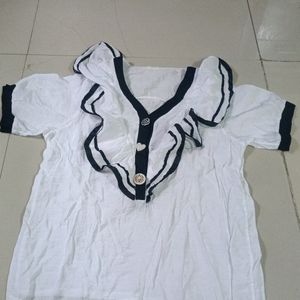 White Korean Style New Design Top