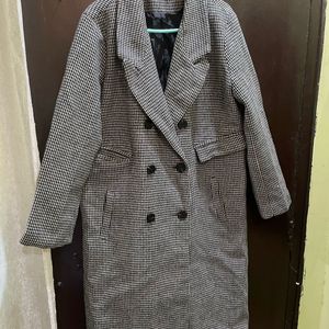 Double Breasted Wool Blend Long Coat.