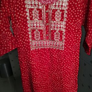 Red Bandhani Kurti