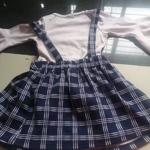 Blue And White Dungaree Set