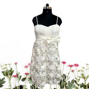 Satin Flower Self Design Dress With Jacket