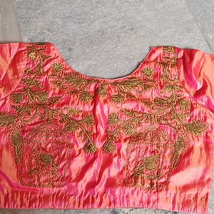 Radium Pink Blouse With Embroidery Work